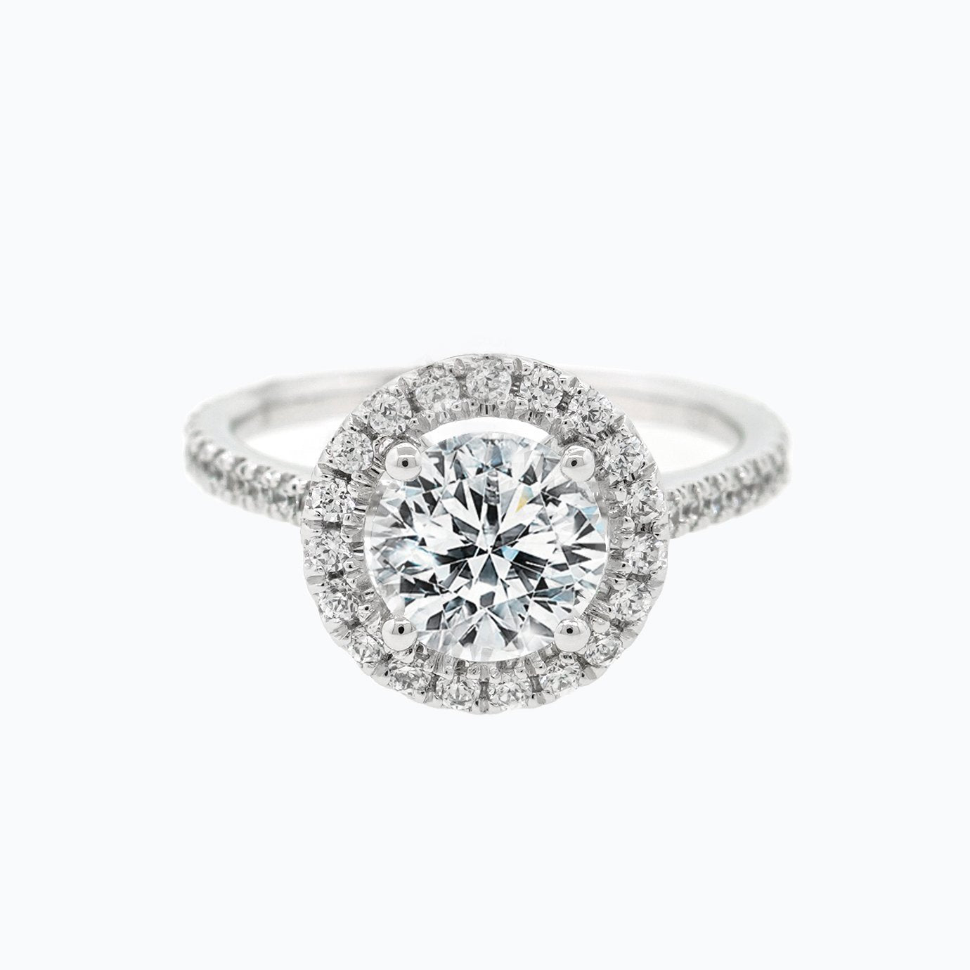 1.0 CT Round Shaped Moissanite Halo & Pave Engagement Ring