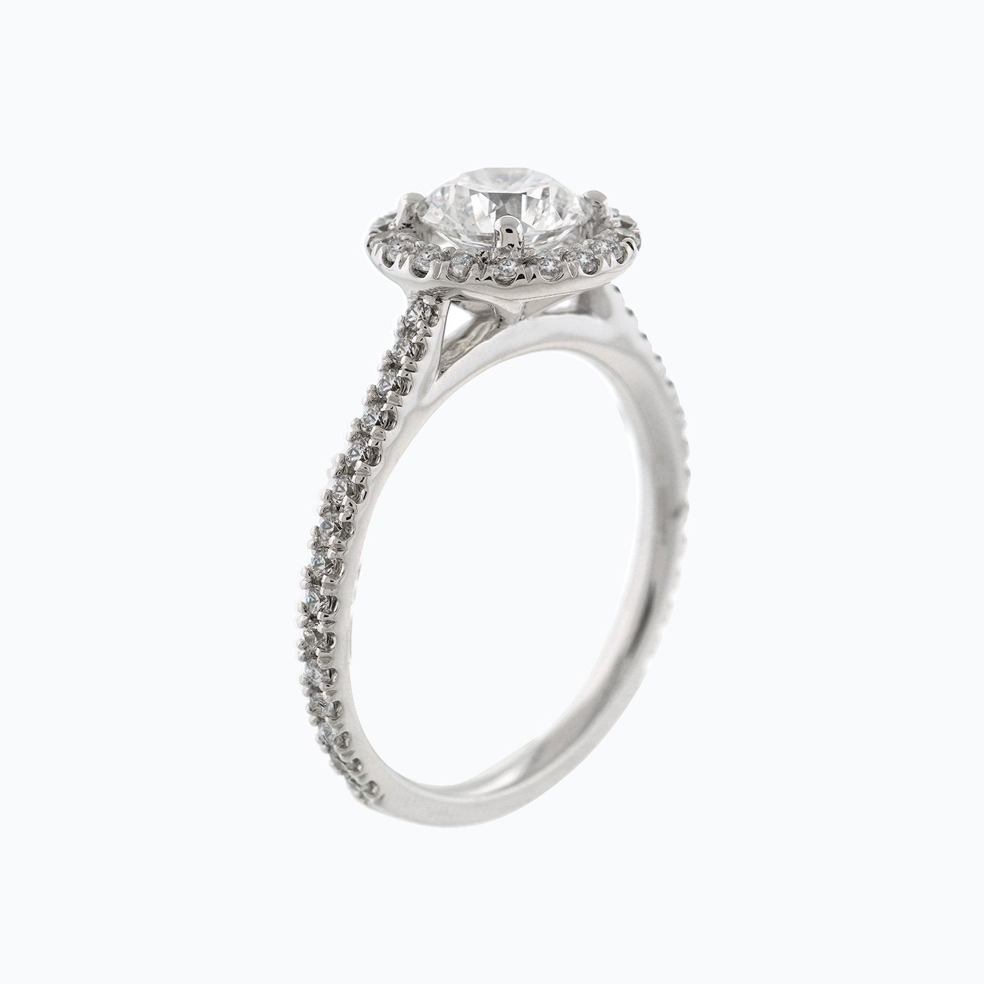 1.0 CT Round Shaped Moissanite Halo & Pave Engagement Ring