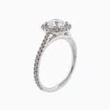 1.0 CT Round Shaped Moissanite Halo & Pave Engagement Ring