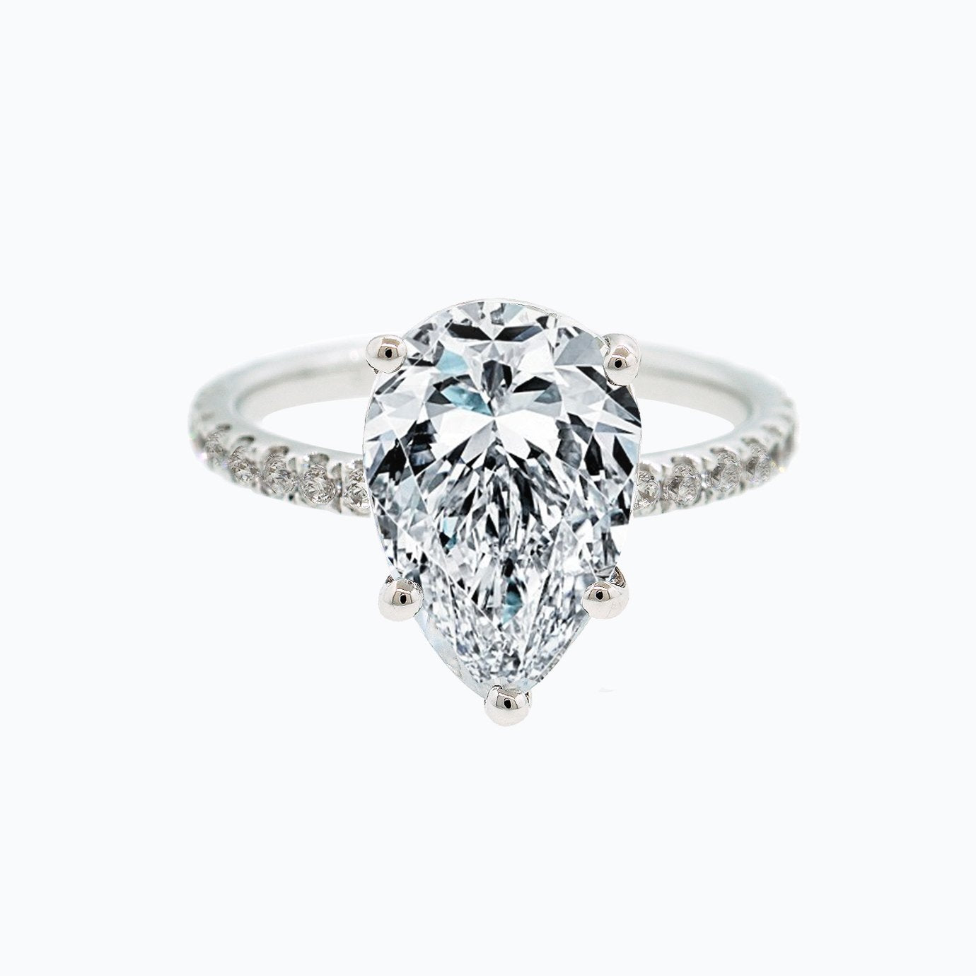 3.0 CT Pear Shaped Moissanite Hidden Halo & Pave Engagement Ring