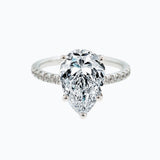 3.0 CT Pear Shaped Moissanite Hidden Halo & Pave Engagement Ring