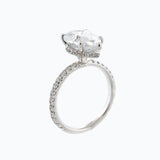 3.0 CT Pear Shaped Moissanite Hidden Halo & Pave Engagement Ring