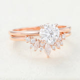 0.68 CT Round Moissanite Solitaire Bridal Ring Set 4