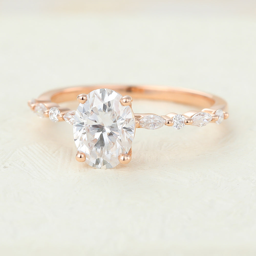Pave Engagement Ring Featuring 1.33 CT Oval Moissanite 4