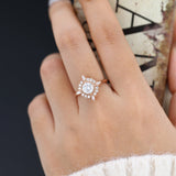 Cluster Engagement Ring Featuring 0.68 CT Round Moissanite 2