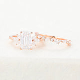 1.89 CT Emerald Moissanite Cluster Bridal Ring Set 4