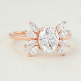 Cluster Engagement Ring Featuring 1.33 CT Oval Moissanite 3