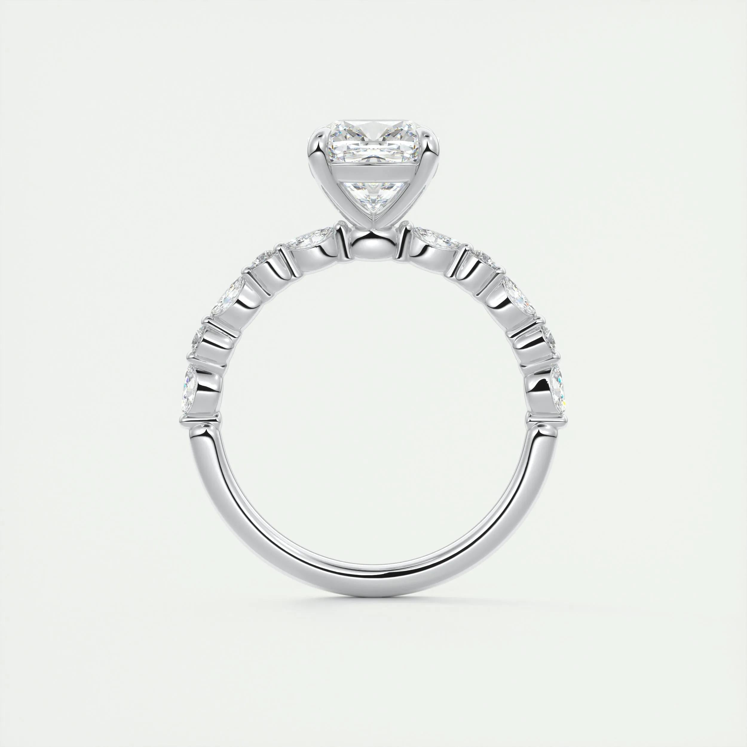Pave Engagement Ring Featuring 2.0 CT Cushion Moissanite 7