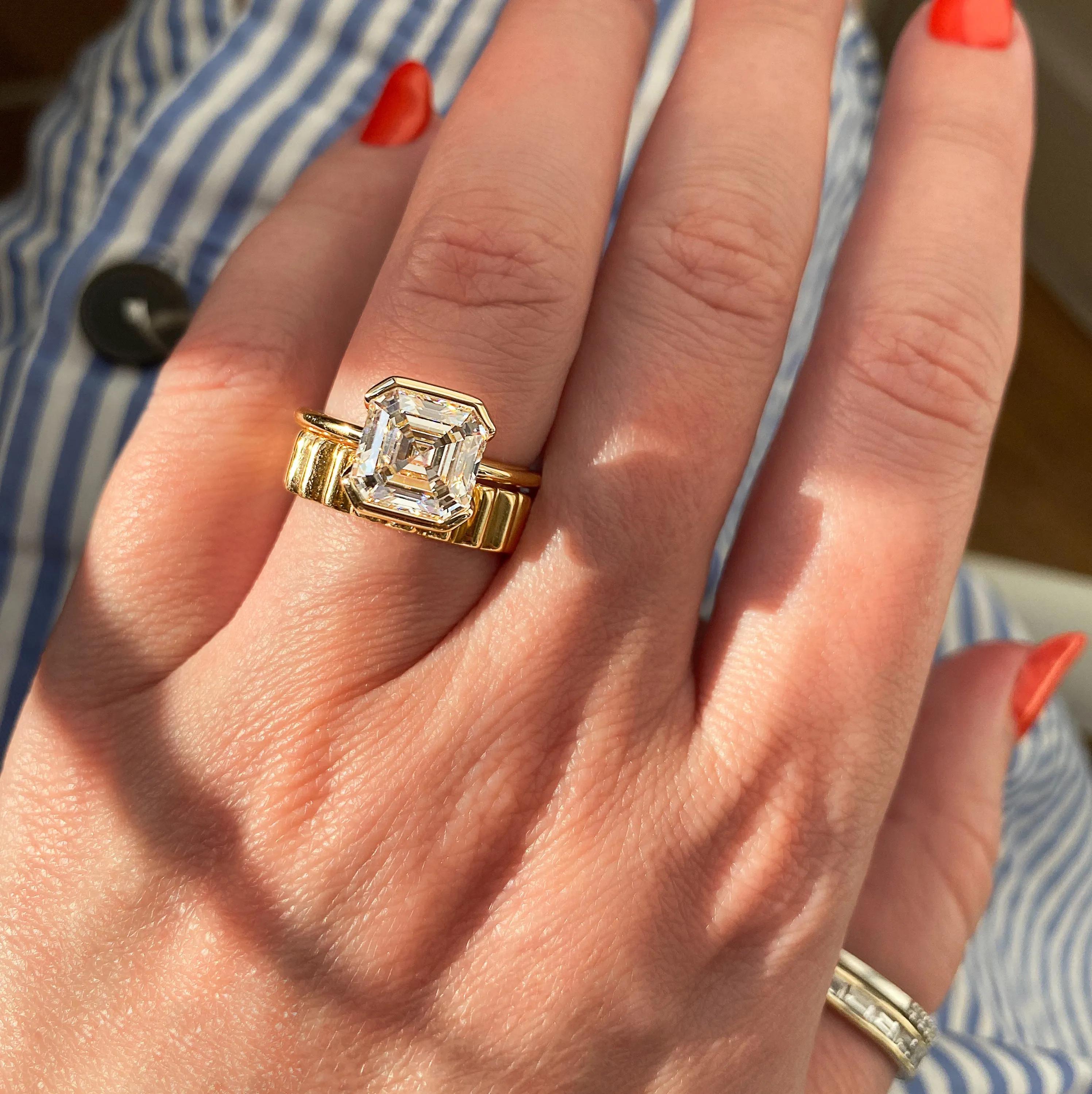 Solitaire Bezel Engagement Ring Featuring 2.03 CT Asscher Moissanite 23