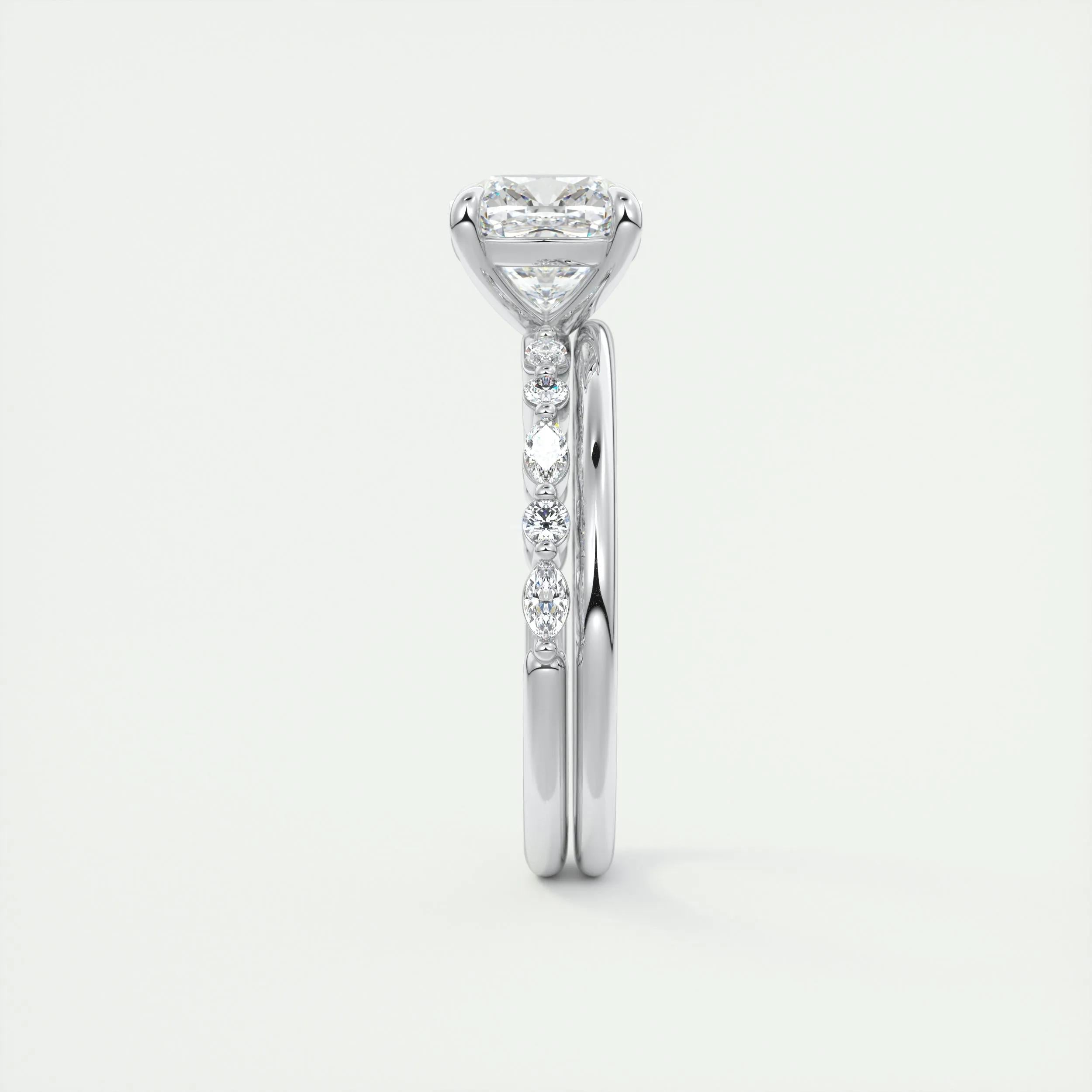 Pave Engagement Ring Featuring 2.0 CT Cushion Moissanite 5