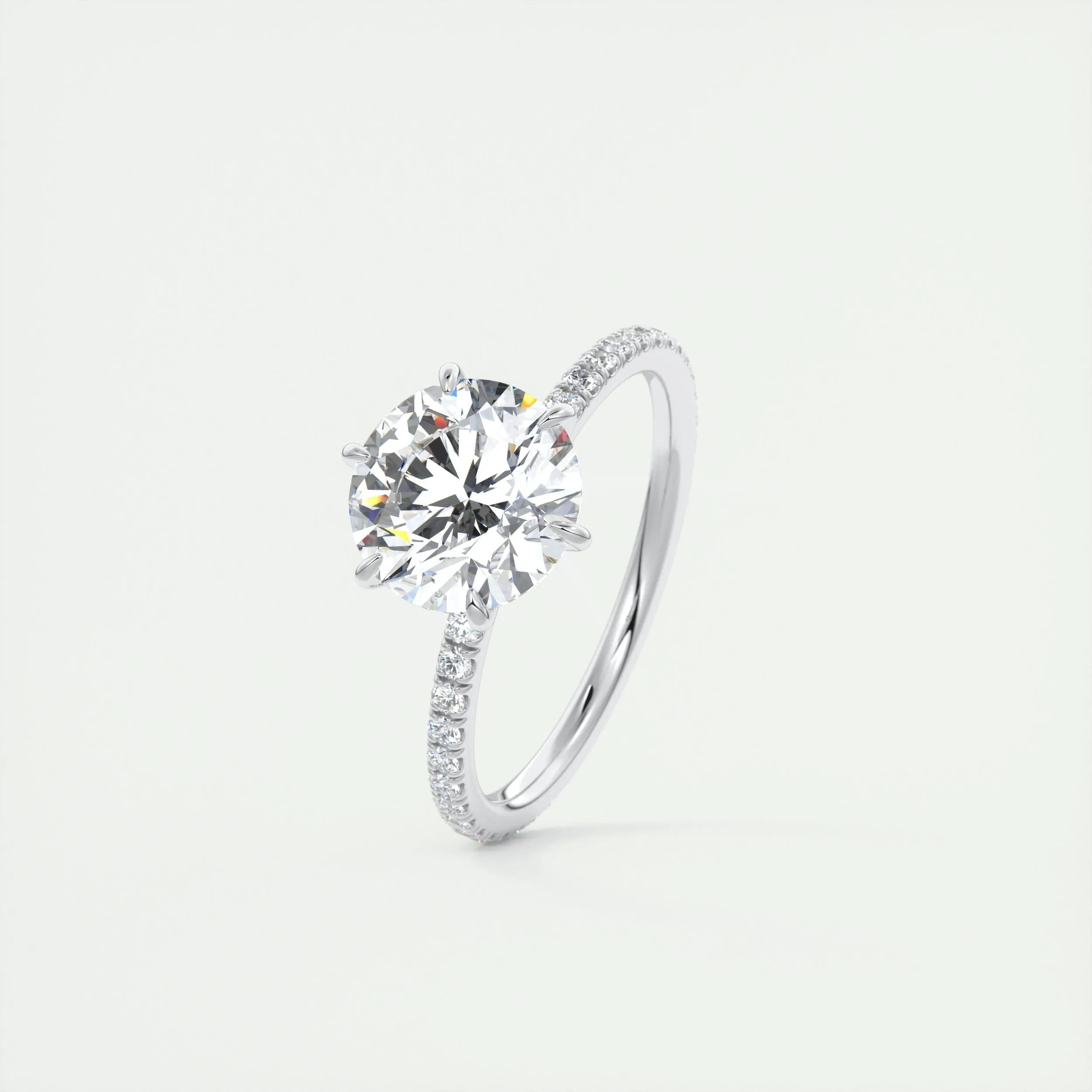 Pave Engagement Ring Featuring 2.0 CT Round Moissanite 4