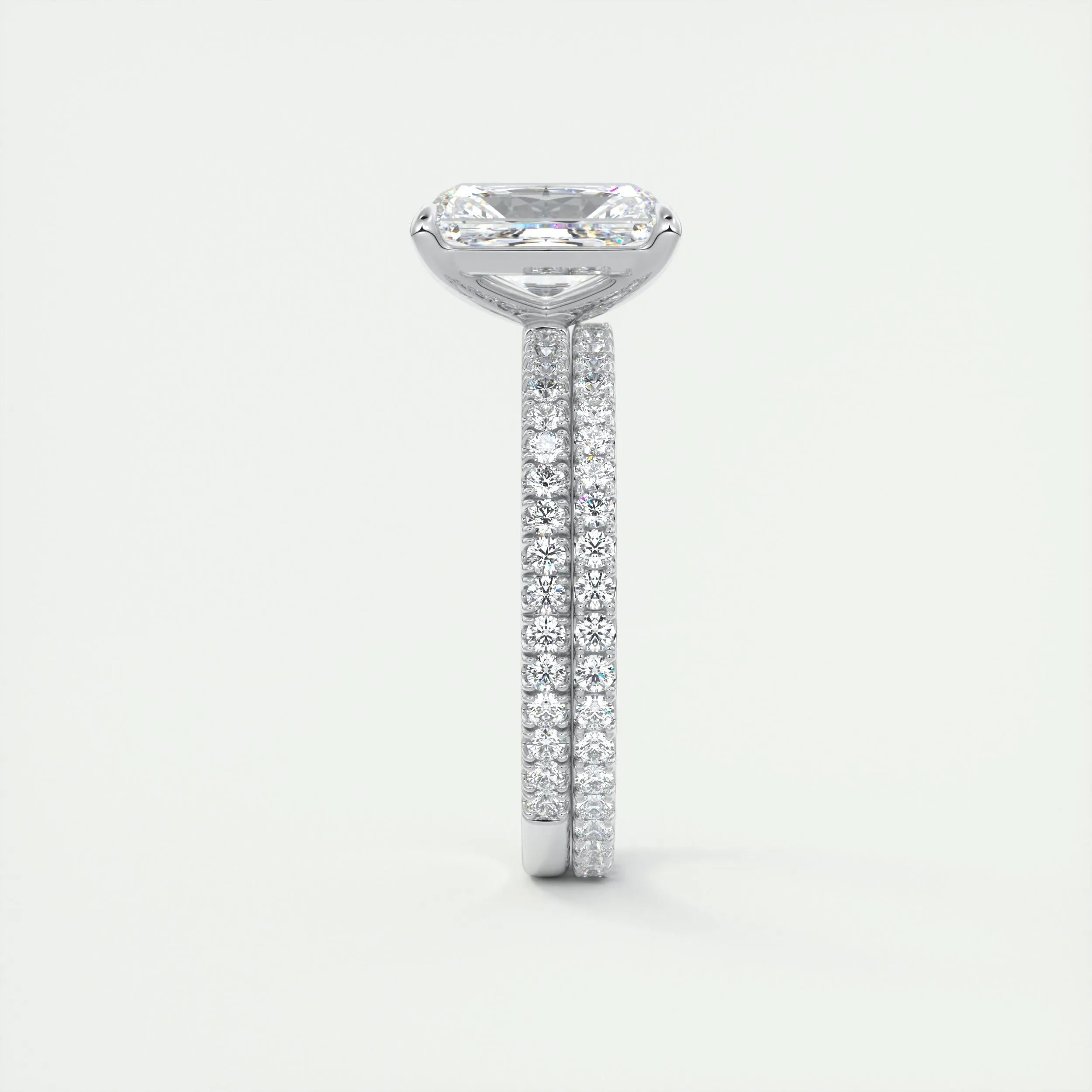Pave Engagement Ring Featuring 2.0 CT Radiant Moissanite 6