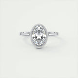 Solitaire Bezel Engagement Ring Featuring 1.91 CT Oval Moissanite 1