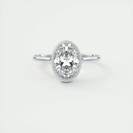 Solitaire Bezel Engagement Ring Featuring 1.91 CT Oval Moissanite 1