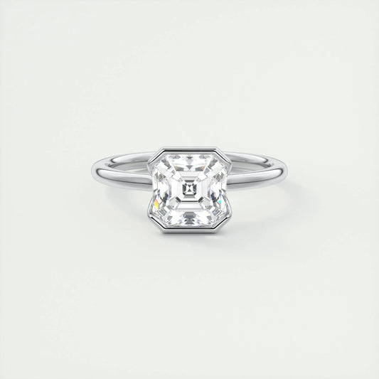 Solitaire Bezel Engagement Ring Featuring 2.03 CT Asscher Moissanite 1