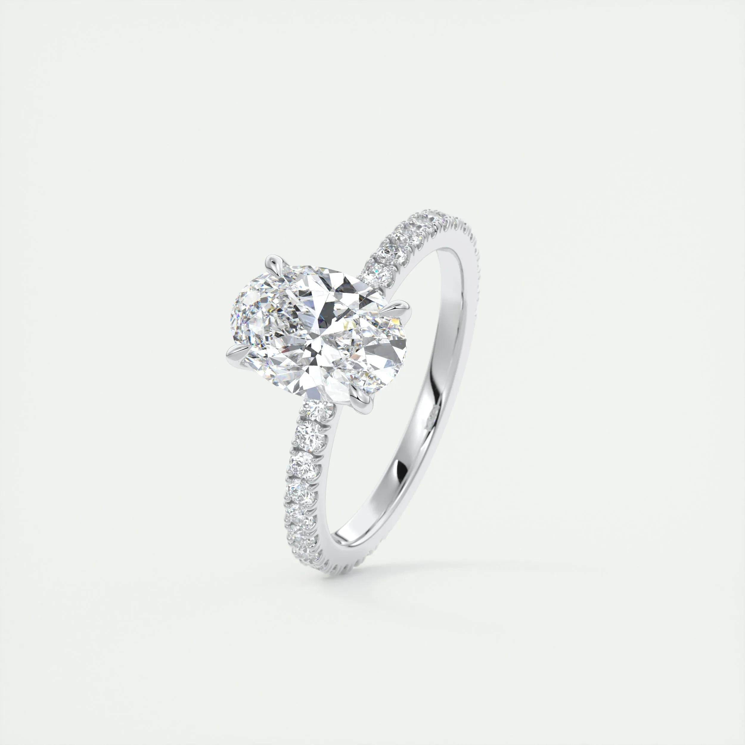 Pave Engagement Ring Featuring 1.91 CT Oval Moissanite 4