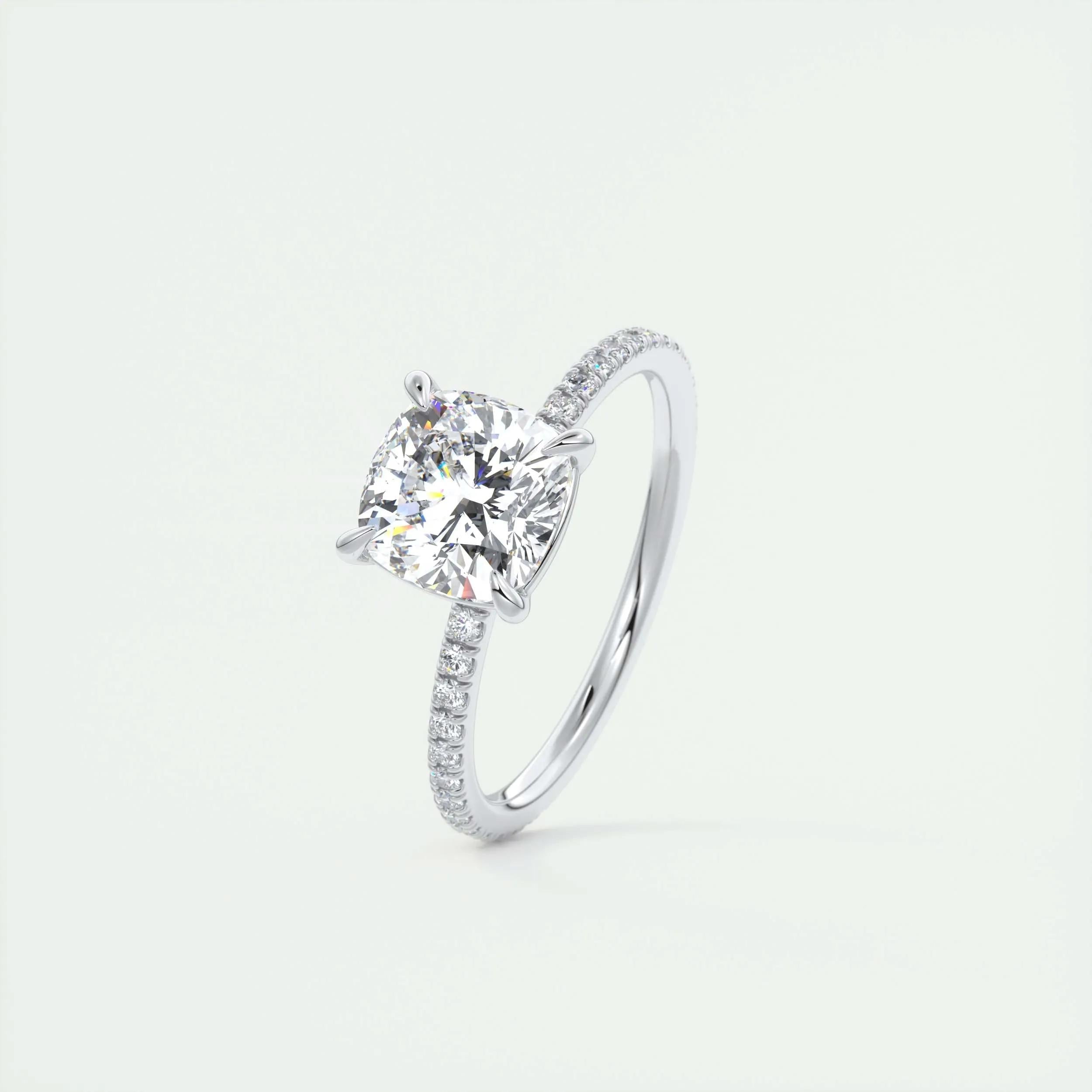 Pave Engagement Ring Featuring 2.15 CT Cushion Moissanite 4
