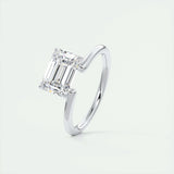 Solitaire Engagement Ring Featuring 1.91 CT East West Emerald Moissanite 4