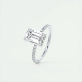 Pave Engagement Ring Featuring 1.91 CT Emerald Moissanite 4