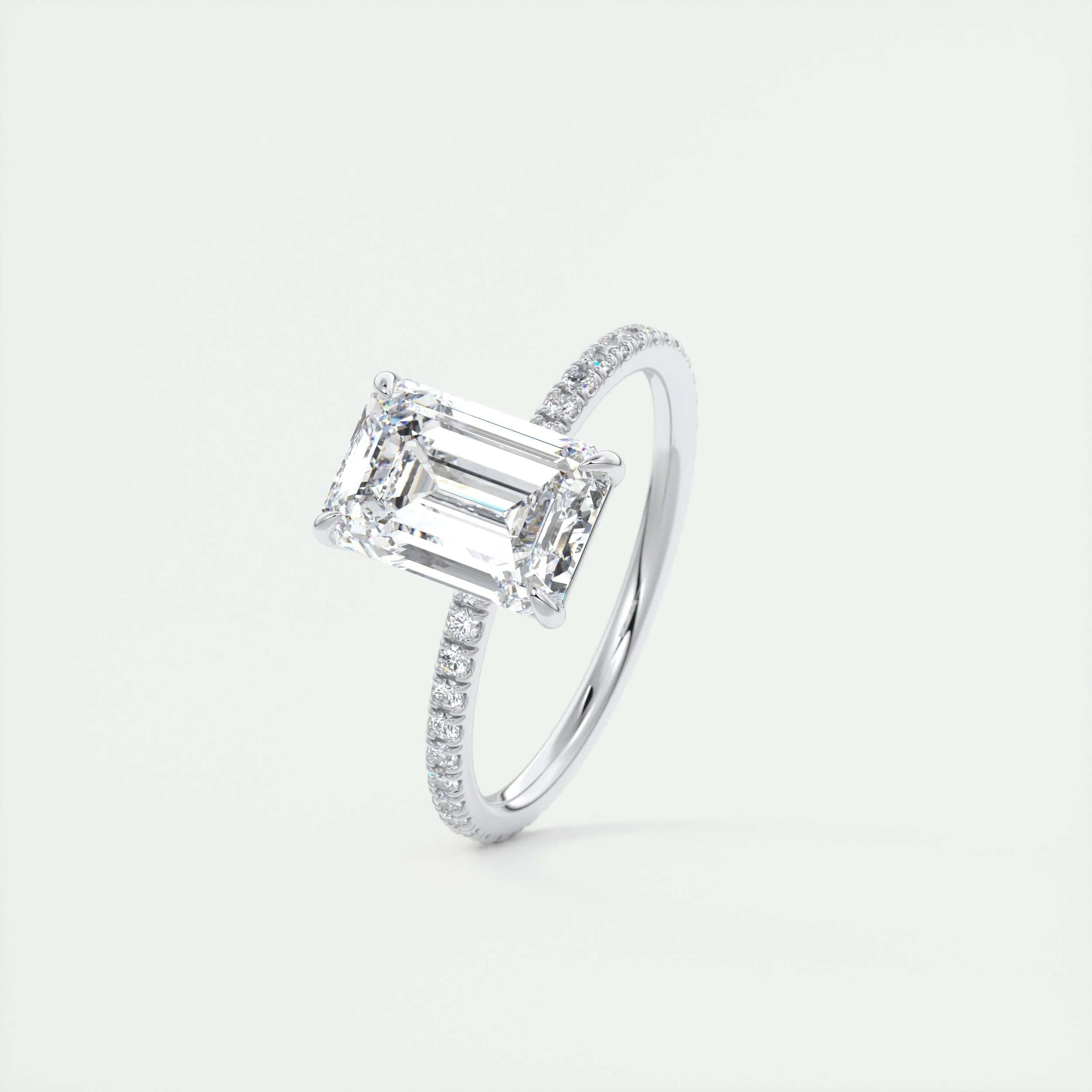 Pave Engagement Ring Featuring 1.91 CT Emerald Moissanite 4