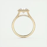 Halo Split Engagement Ring Featuring 2.0 CT Round Moissanite 12