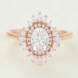 0.84 Oval Shaped Moissanite Ballerina Style Engagement Ring 1