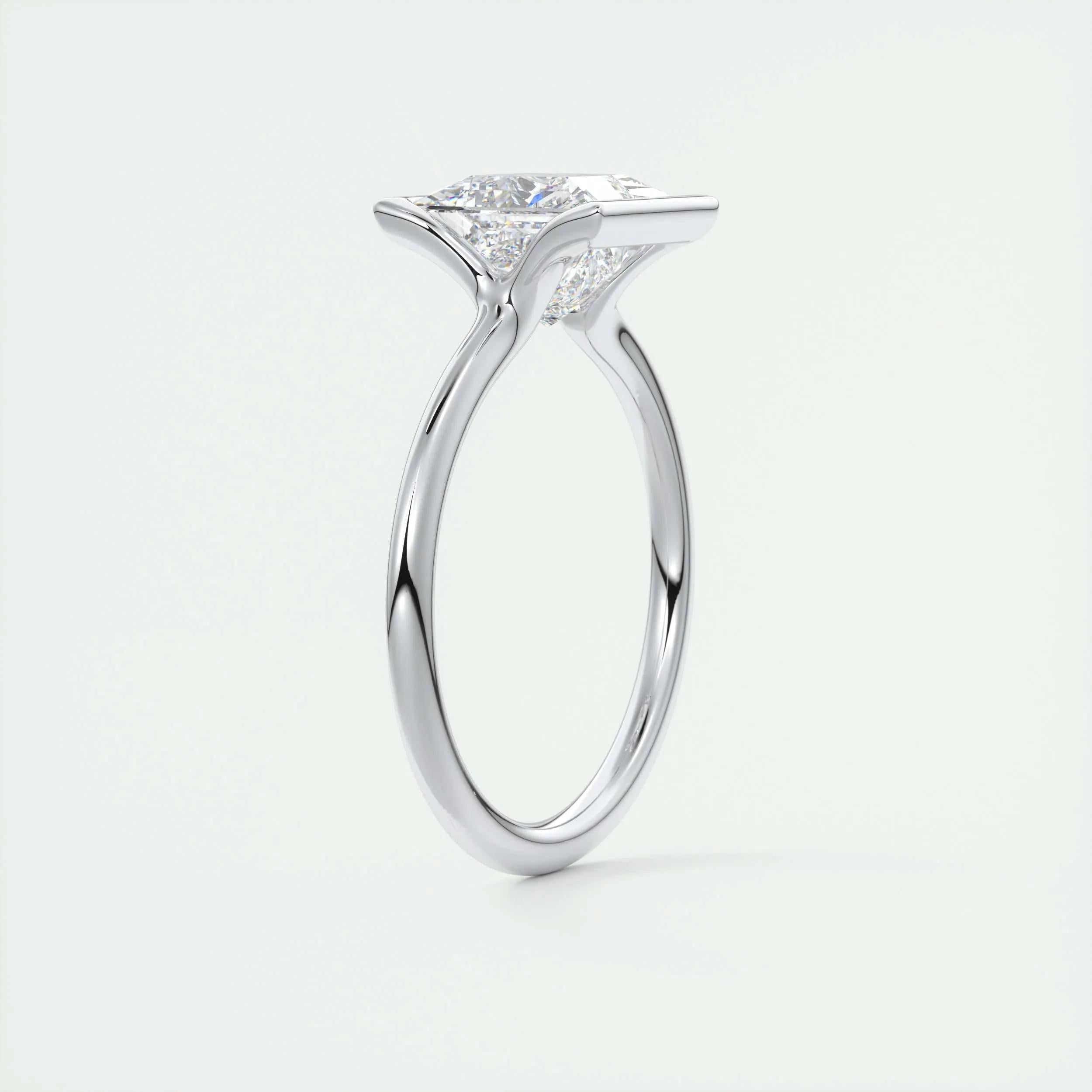 Solitaire Bezel Engagement Ring Featuring 2.08 CT Princess Moissanite 6