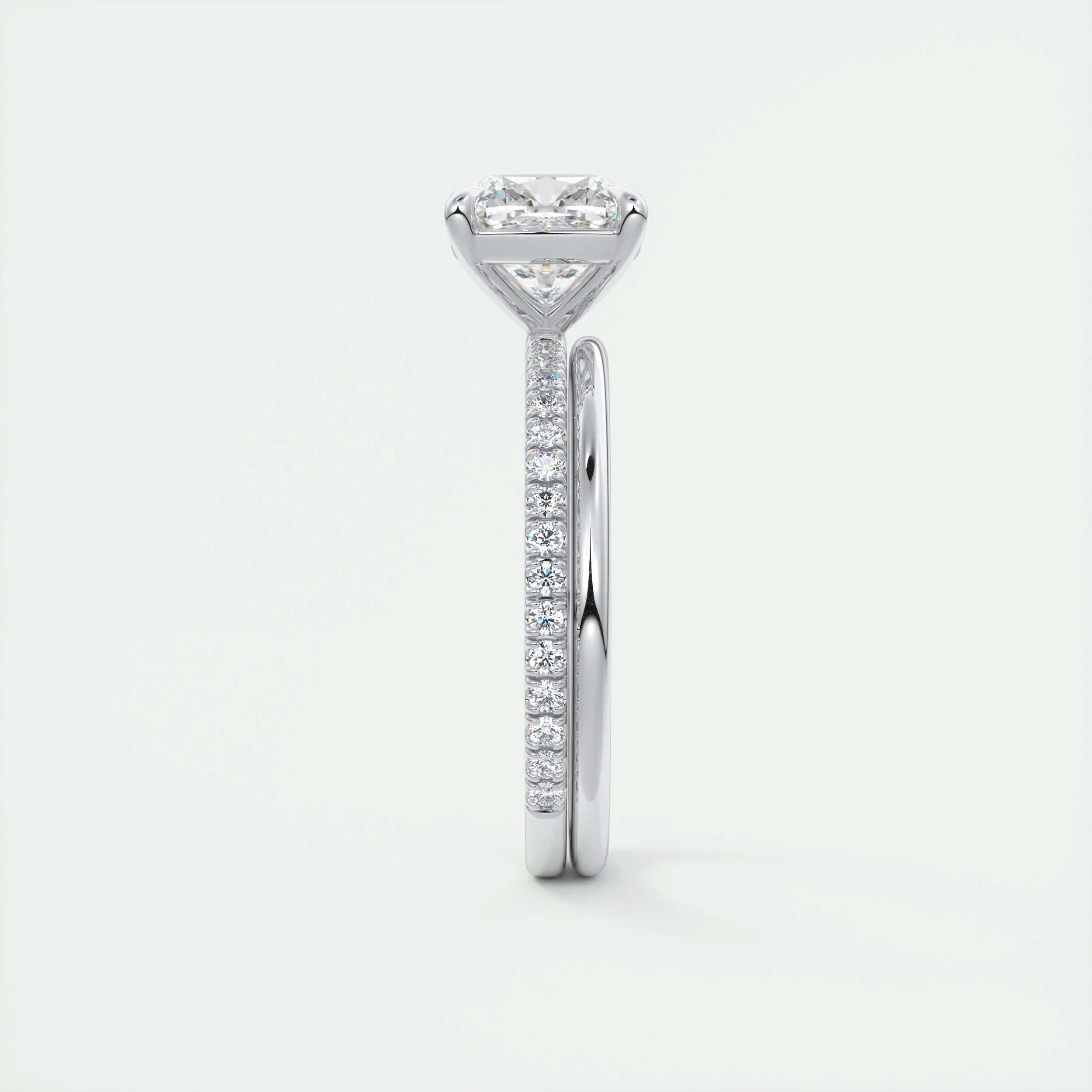 Pave Engagement Ring Featuring 2.15 CT Cushion Moissanite 5