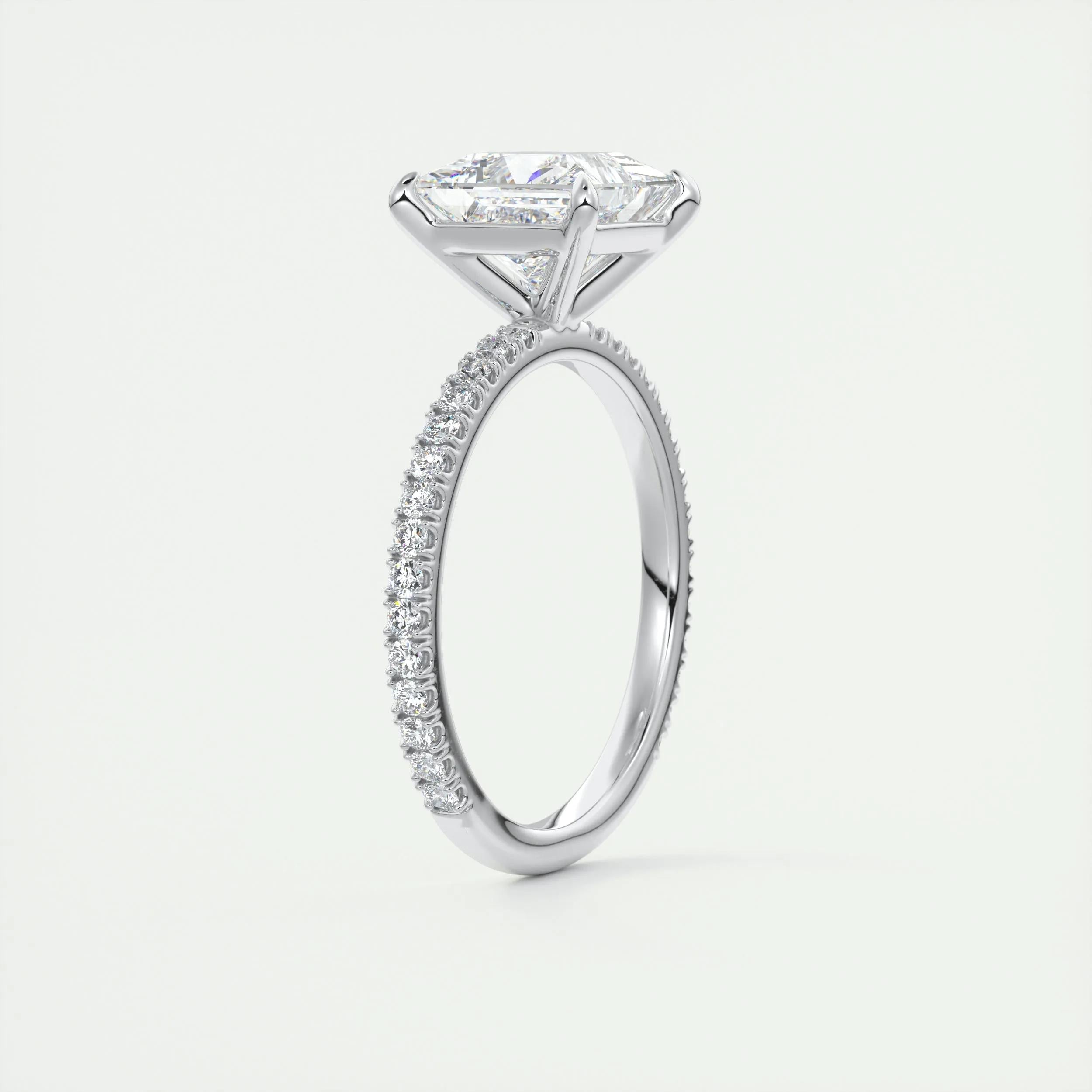Pave Engagement Ring Featuring 2.08 CT Princess Moissanite 6