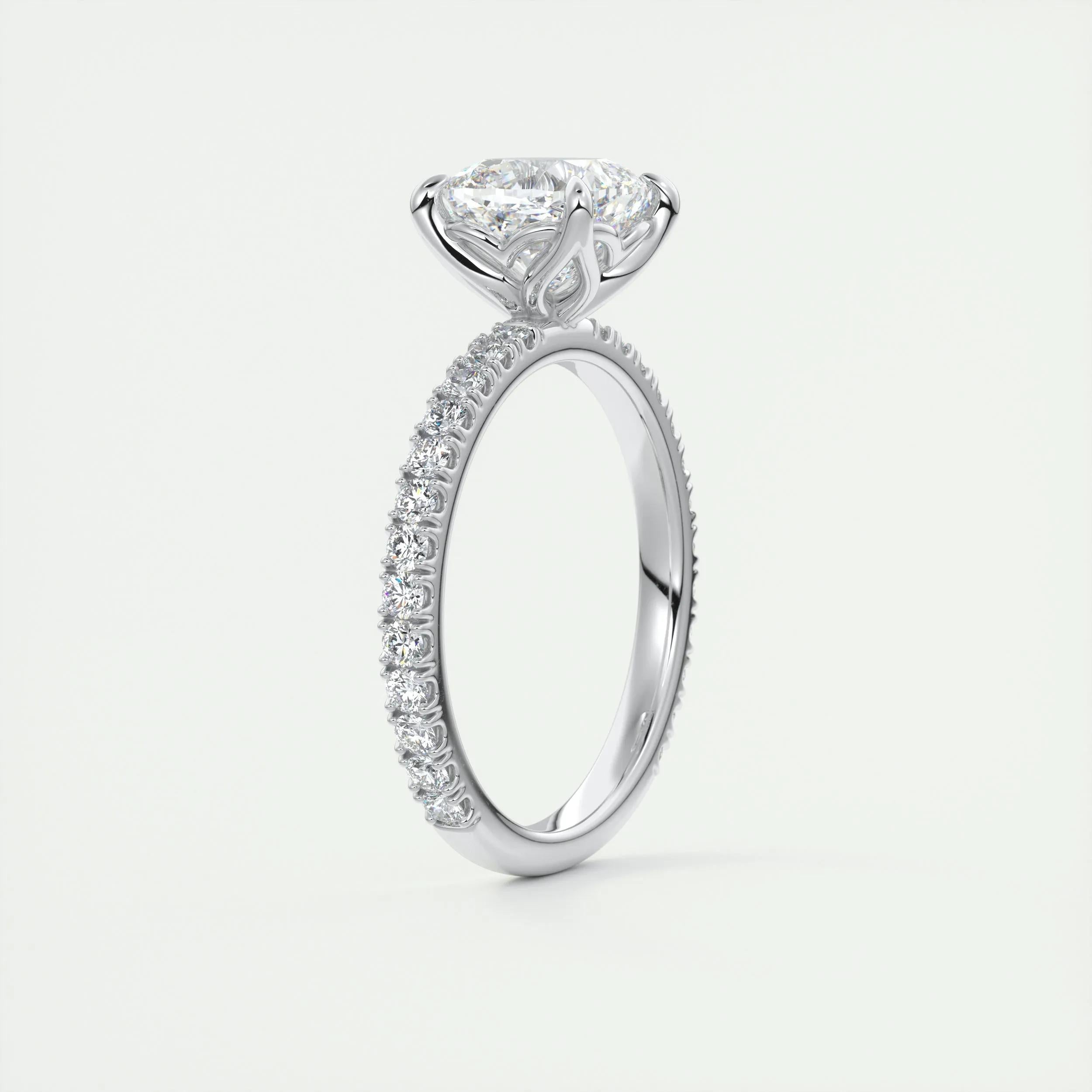 Pave Engagement Ring Featuring 2.15 CT Cushion Moissanite 6
