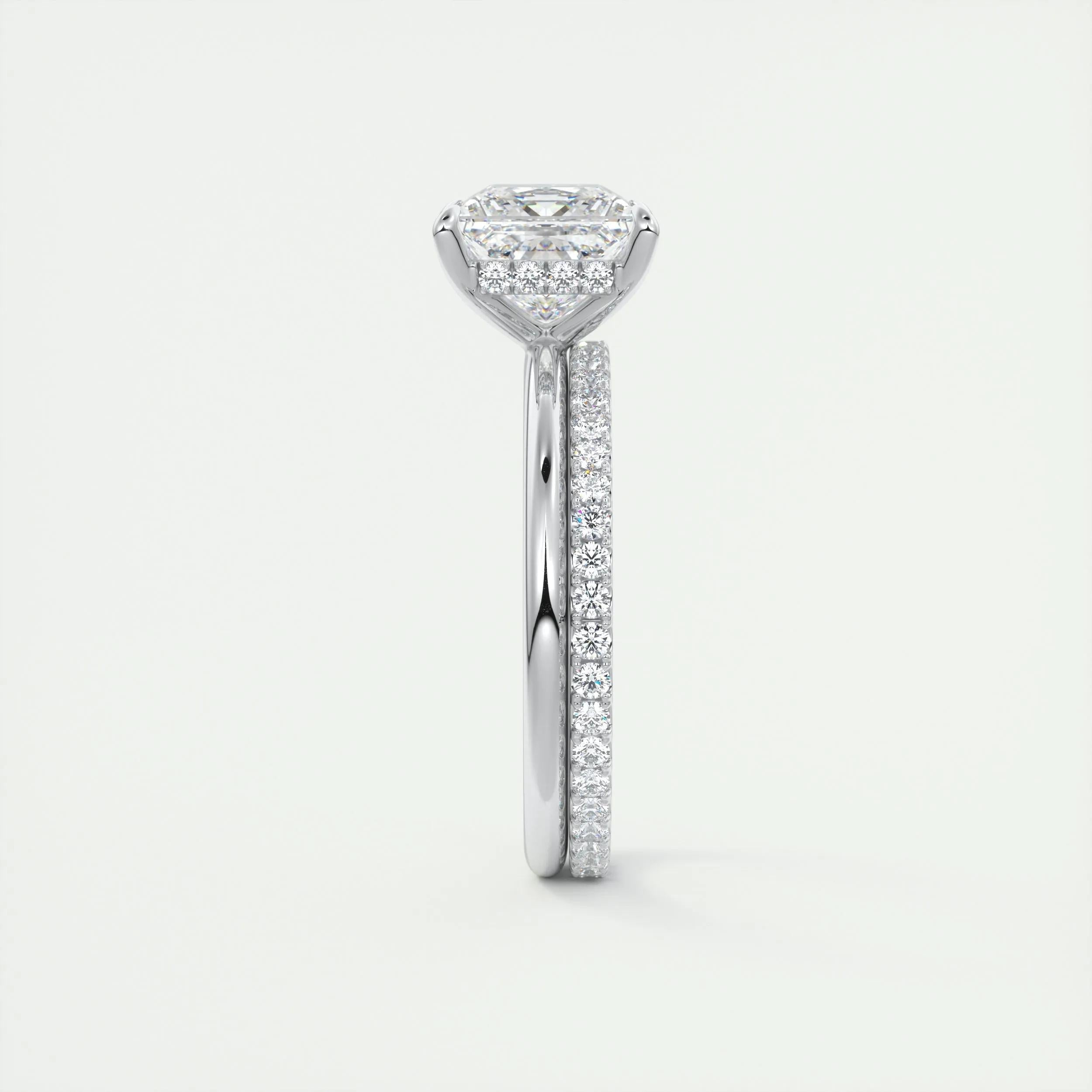 2.08 CT Princess Hidden Halo Moissanite Engagement Ring 5