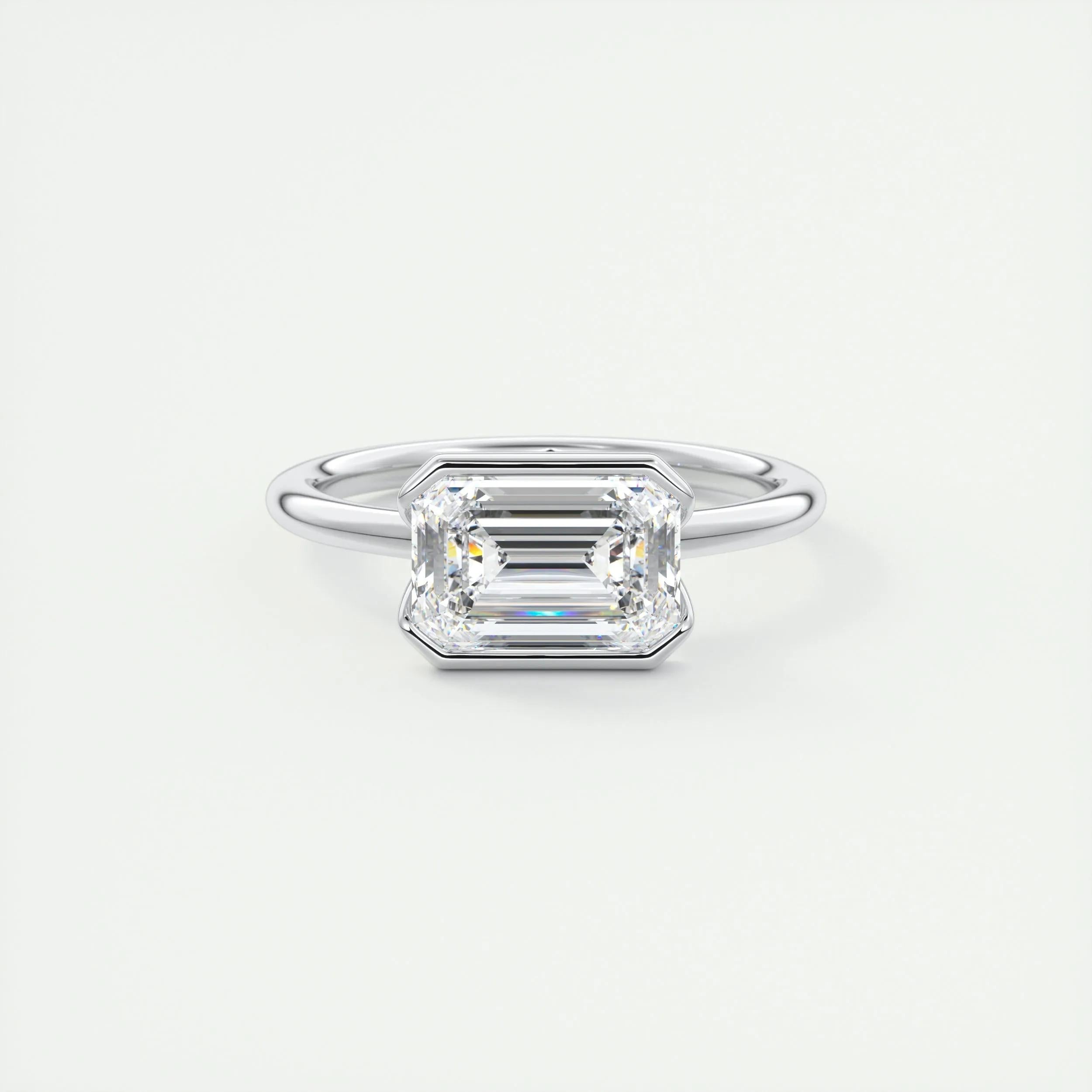 Solitaire Bezel Engagement Ring Featuring 1.91 CT Emerald Moissanite 1