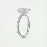 Pave Engagement Ring Featuring 2.0 CT Radiant Moissanite 7