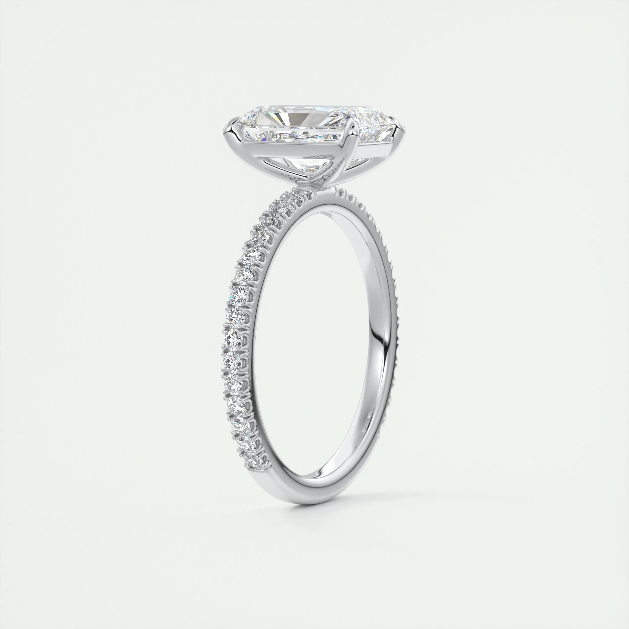Pave Engagement Ring Featuring 2.0 CT Radiant Moissanite 7