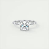 Pave Engagement Ring Featuring 2.0 CT Cushion Moissanite 1