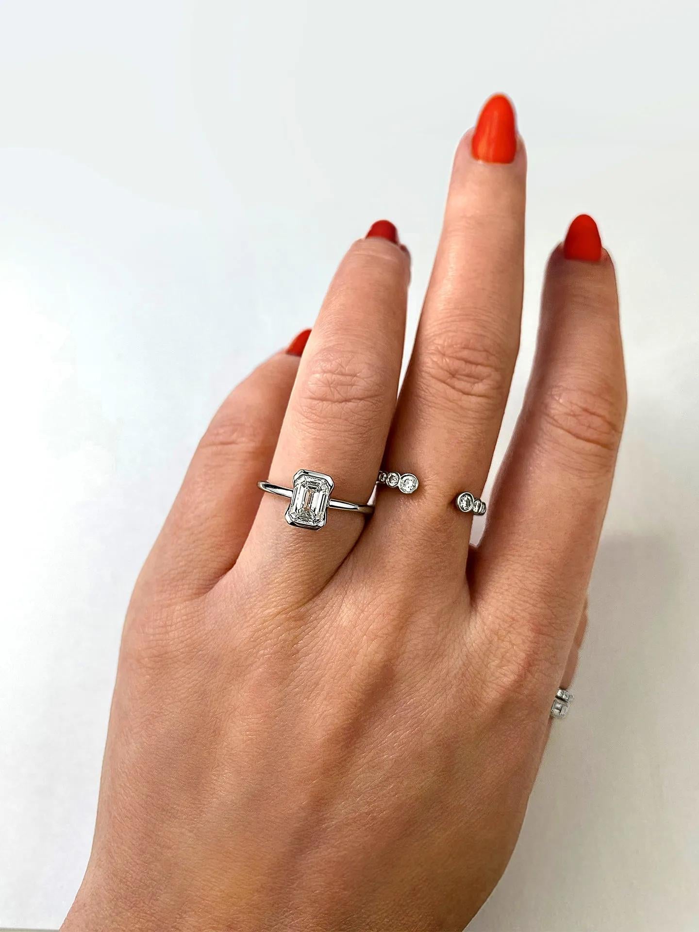 Solitaire Bezel Engagement Ring Featuring 1.91 CT Emerald Moissanite 26