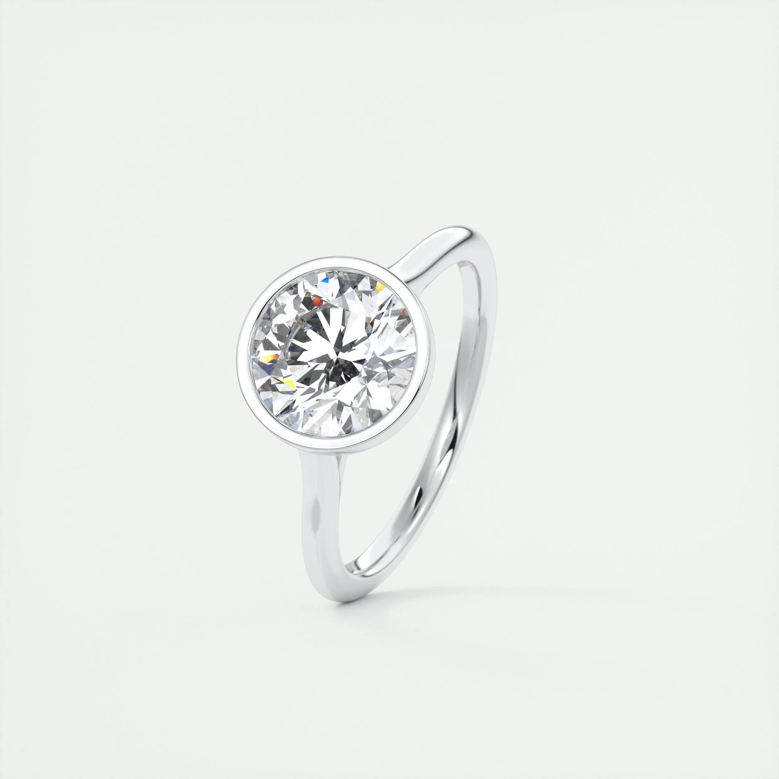 Solitaire Bezel Engagement Ring Featuring 2.0 CT Round Moissanite 4