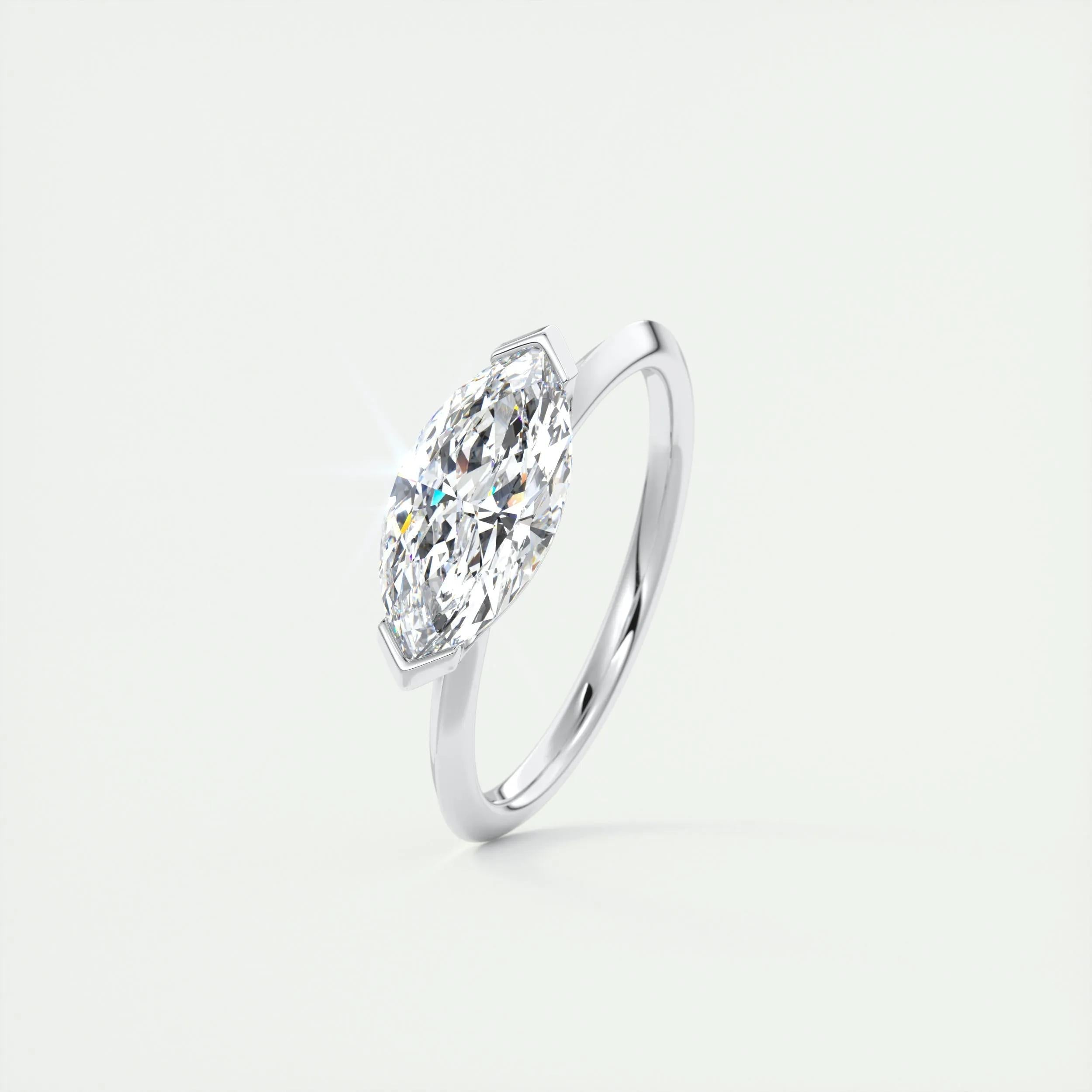 Solitaire Bezel Engagement Ring Featuring 1.98 CT Marquise Moissanite 5