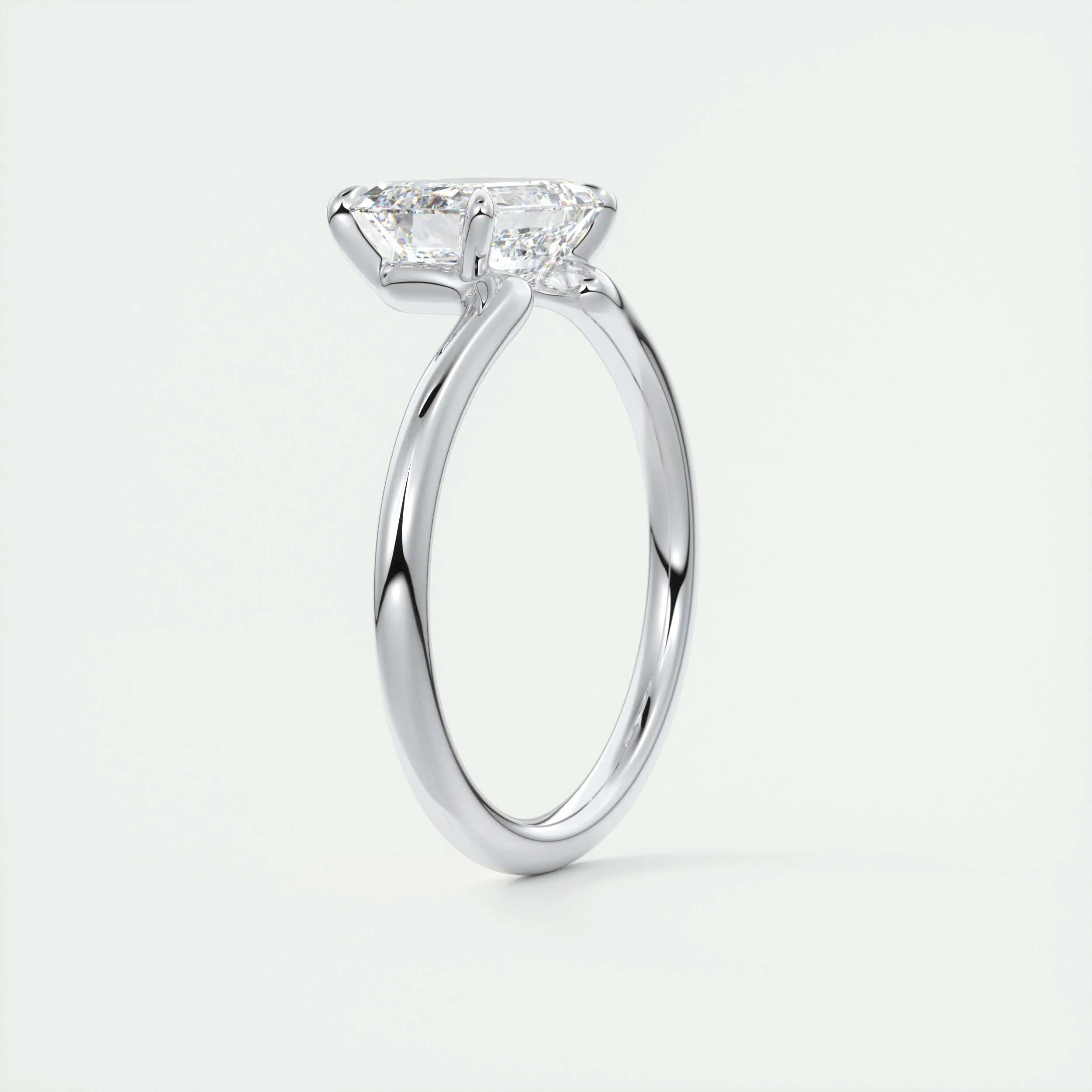 Solitaire Engagement Ring Featuring 1.91 CT East West Emerald Moissanite 6