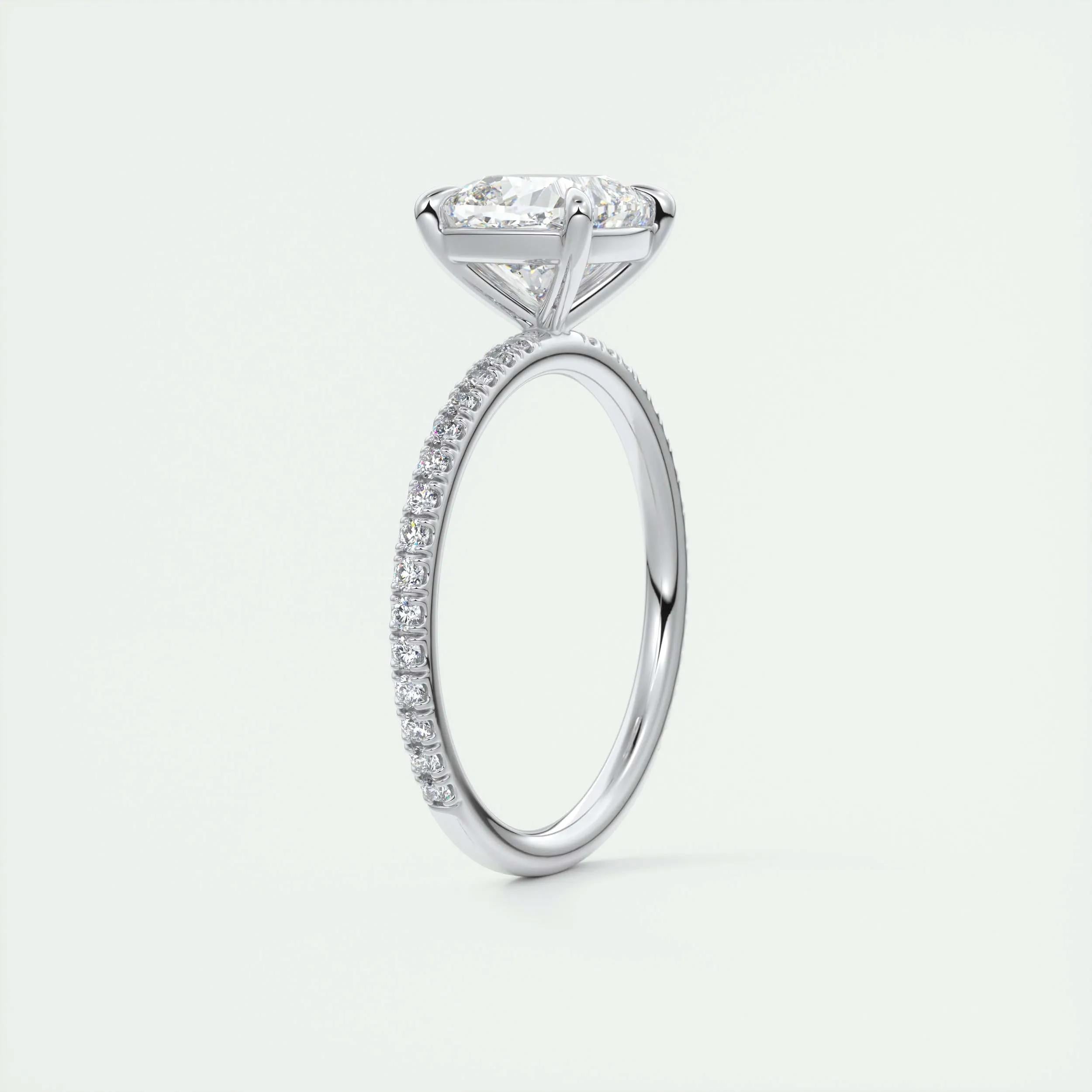 Pave Engagement Ring Featuring 2.15 CT Cushion Moissanite 6
