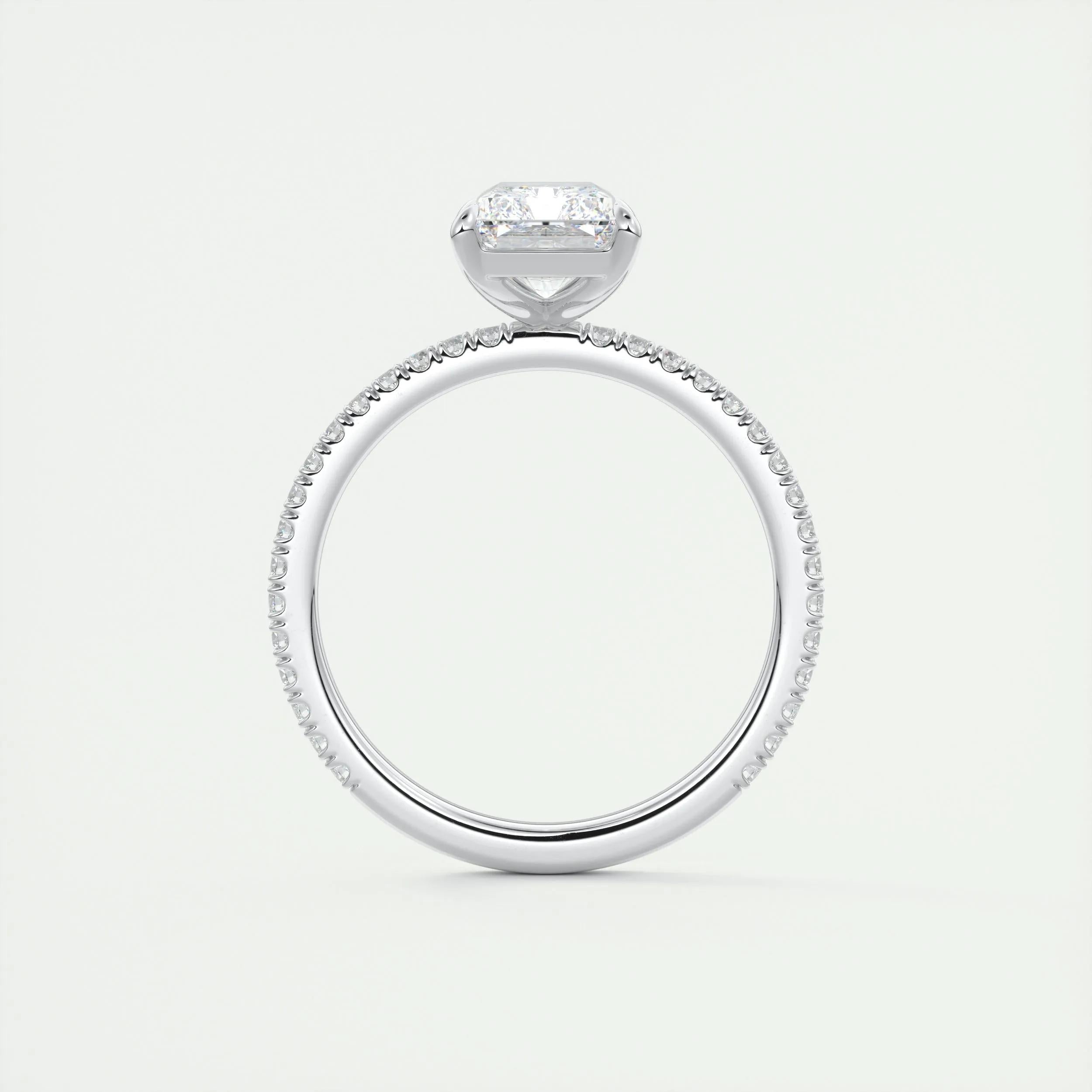 Pave Engagement Ring Featuring 2.0 CT Radiant Moissanite 8