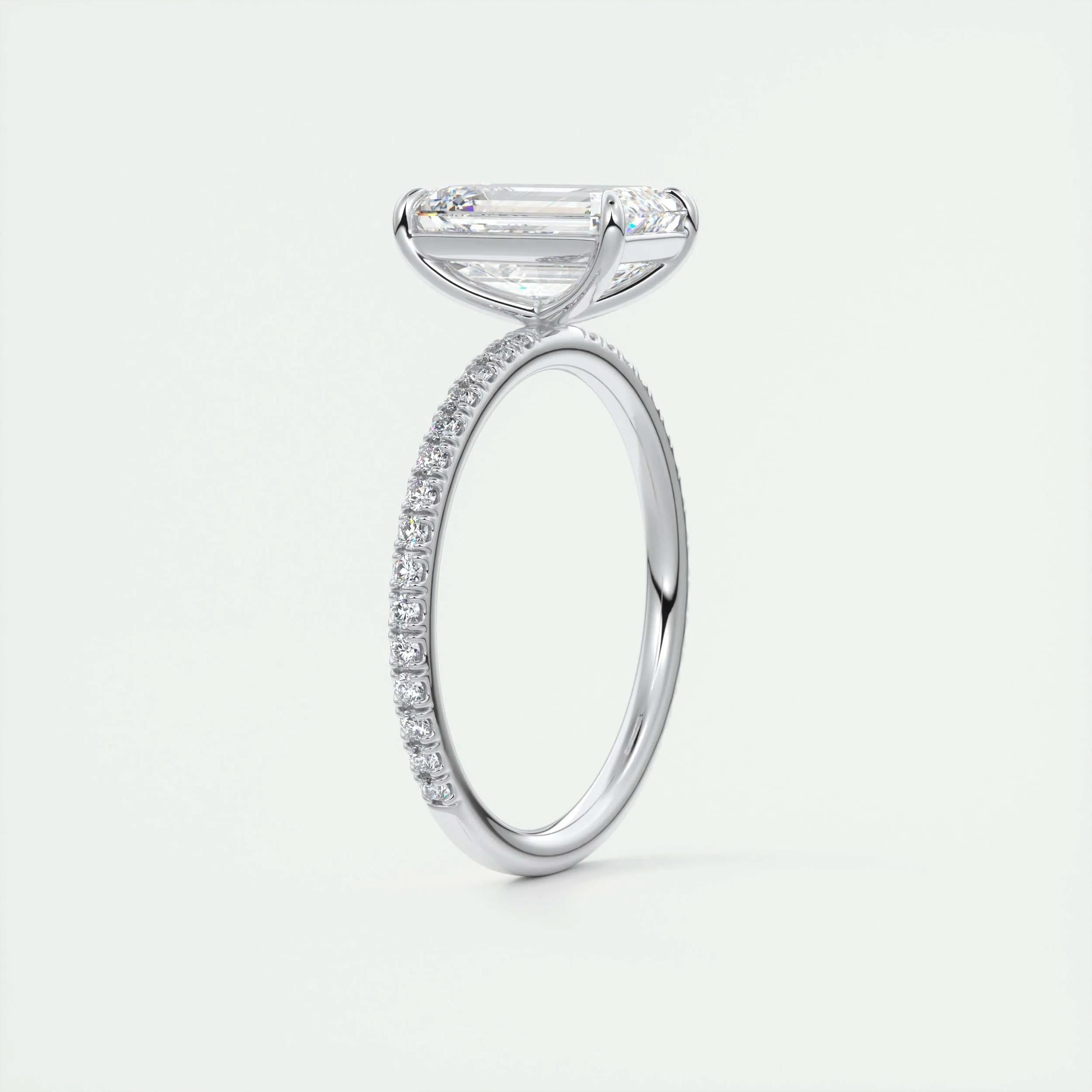 Pave Engagement Ring Featuring 1.91 CT Emerald Moissanite 6