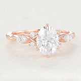 1.33 CT Oval Shaped Moissanite Cluster Engagement Ring 3