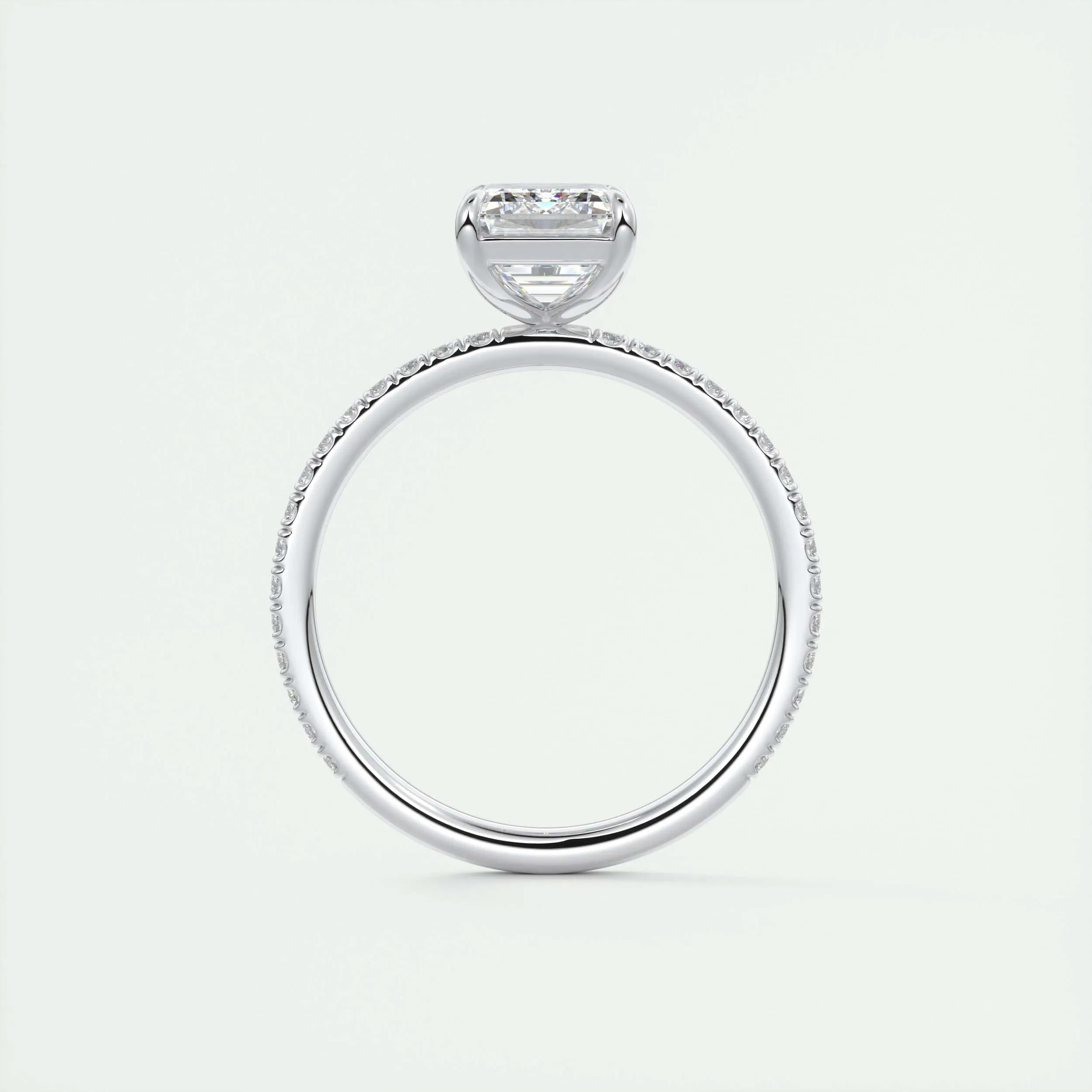 Pave Engagement Ring Featuring 1.91 CT Emerald Moissanite 7