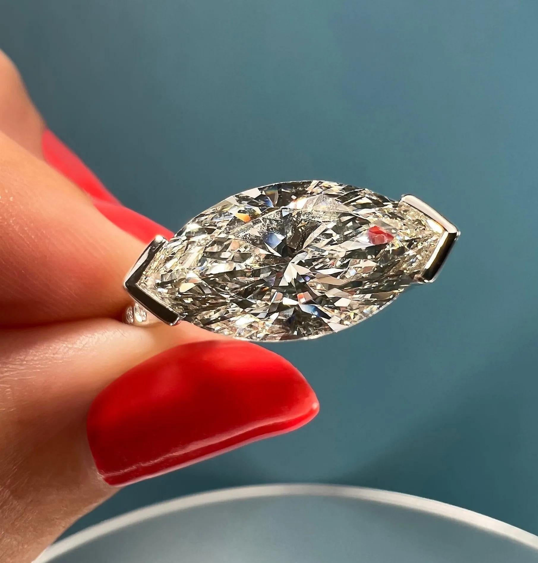 Solitaire Bezel Engagement Ring Featuring 1.98 CT Marquise Moissanite 2
