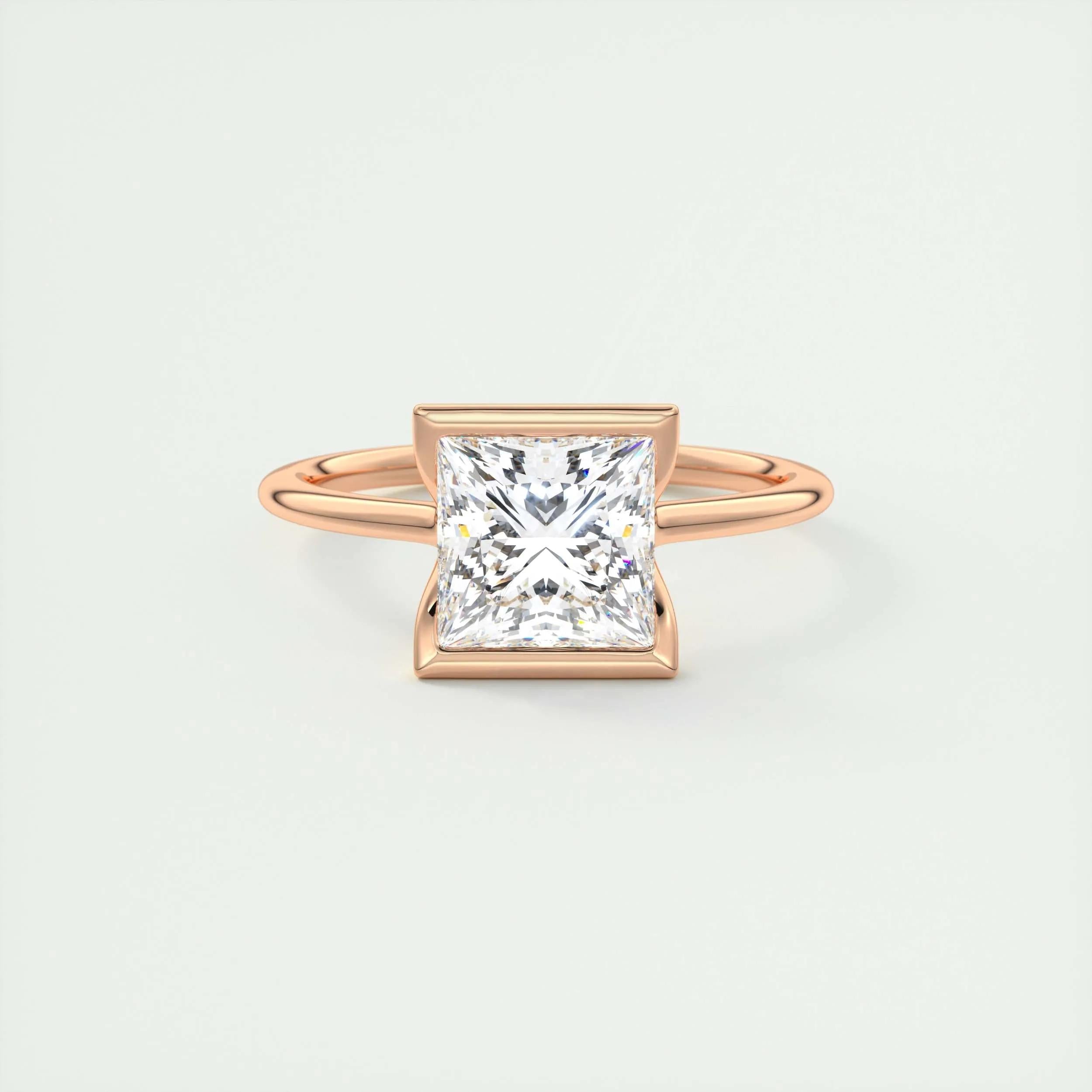 Solitaire Bezel Engagement Ring Featuring 2.08 CT Princess Moissanite 13