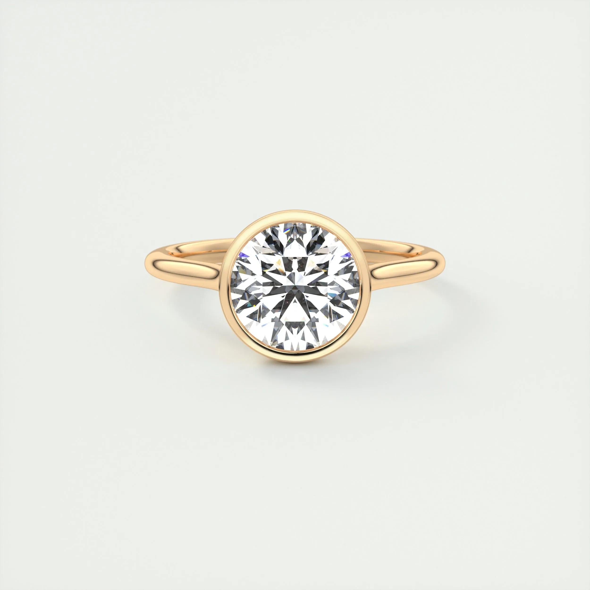 Solitaire Bezel Engagement Ring Featuring 2.0 CT Round Moissanite 13