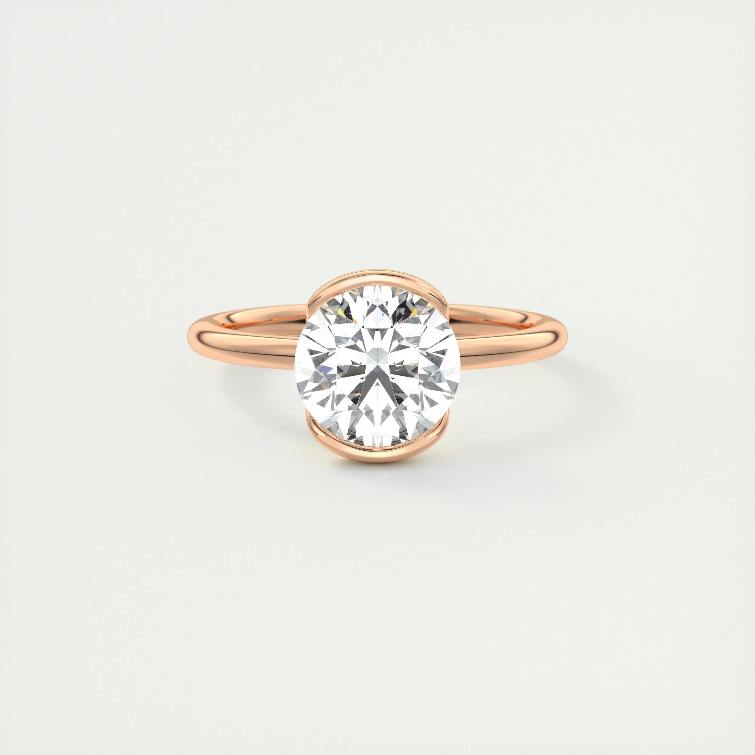 Solitaire Bezel Engagement Ring Featuring 2.0 CT Round Moissanite 15