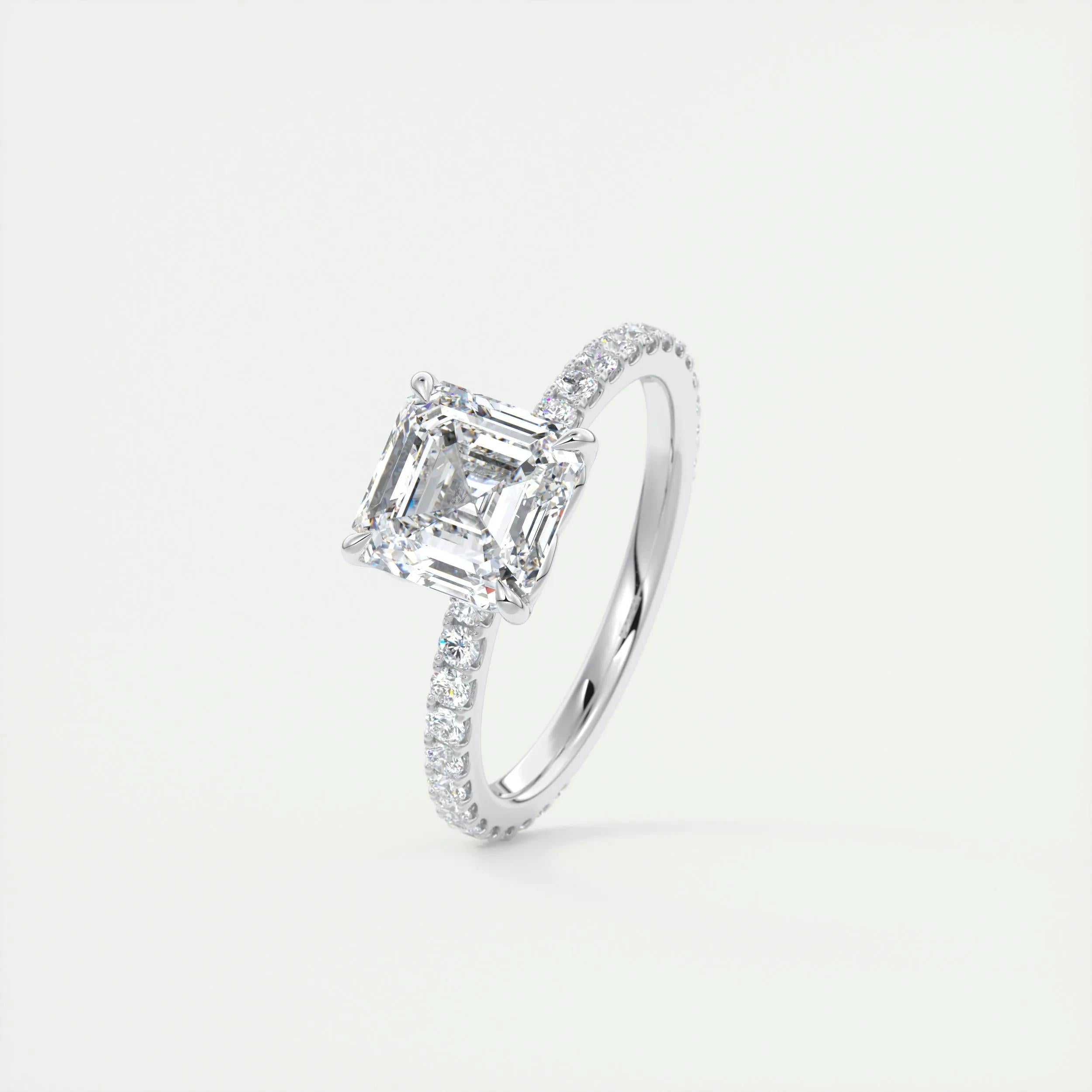 Pave Engagement Ring Featuring 2.03 CT Asscher Moissanite 4