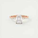 1.91 CT Emerald Shape Pave Moissanite Engagement Ring 14
